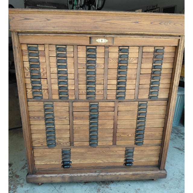 Antique 85 Drawer Cabinet With Tambour Front Attributed to Hamilton For Sale - Image 10 of 16
