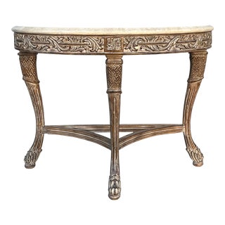 Ornately Carved French Marble Top Console Table For Sale