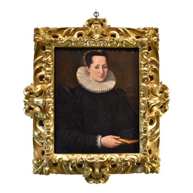 Santi Di Tito, Portrait of a Lady, 16th Century, Oil on Panel, Framed For Sale