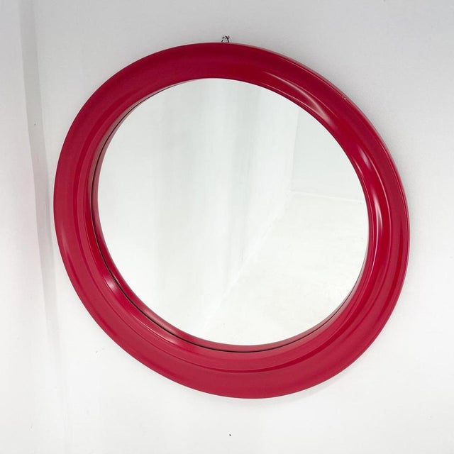 Italian Round Wall Mirror, 1980s For Sale - Image 4 of 6