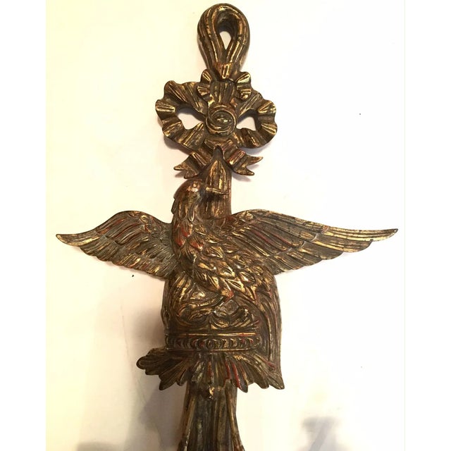 American American Federal Style Eagle Wood Carved Two-Light Sconce For Sale - Image 3 of 12