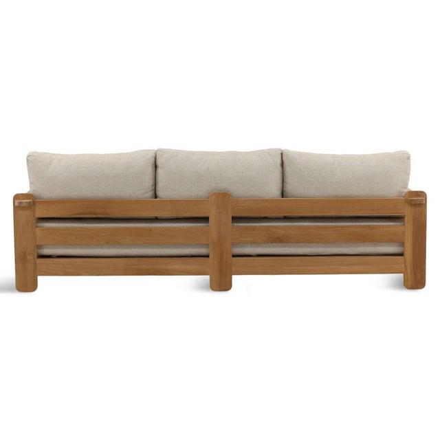Outdoor Teak & Taupe Cushion Sofa For Sale - Image 4 of 7