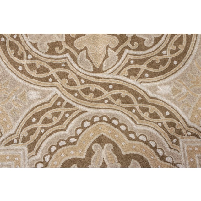 2010s Rug & Kilim’s Handmade Chain Stitch Rug, Beige-Brown Geometric Pattern For Sale - Image 5 of 6