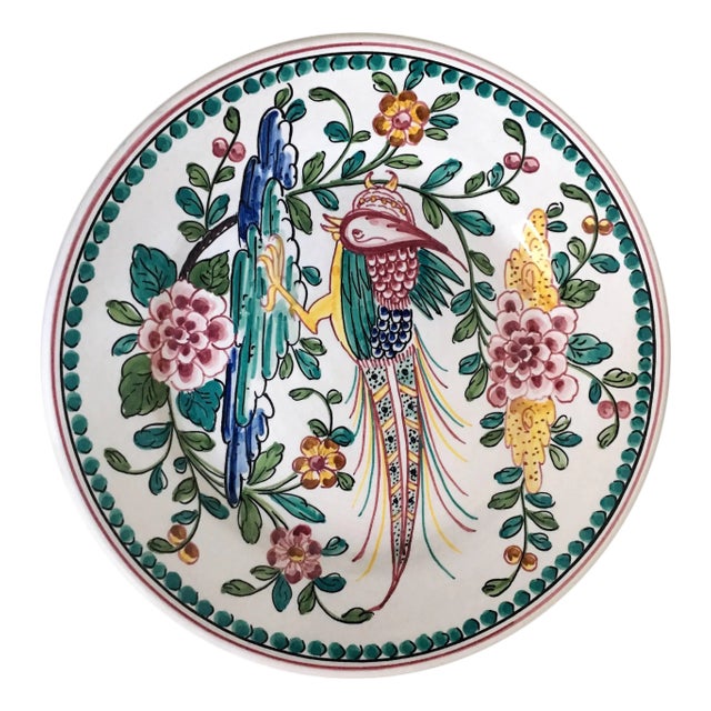 Vintage Outeiro Agueda Hand-Painted Plate from Portugal For Sale
