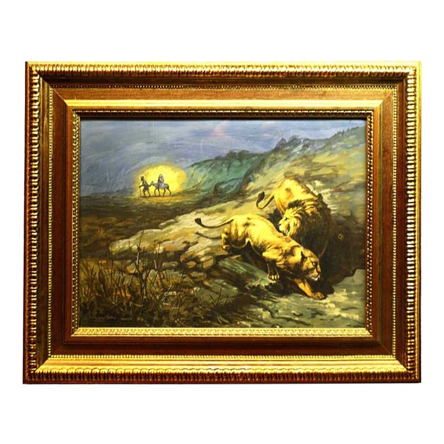 Countryside Painting with Figures by Giuseppe Bongiovanni For Sale