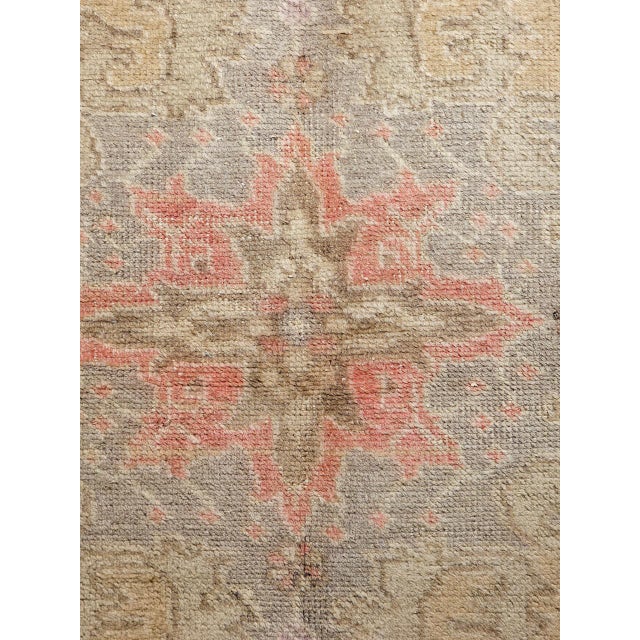 Vintage Turkish Oushak Area Rug, Hand Knotted Wool, Ivory & Pink, 5' x 7' For Sale - Image 13 of 17