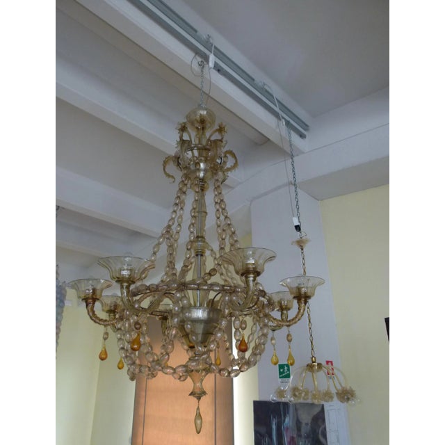 Yellow Italian Chandelier from Seguso, 1920s For Sale - Image 8 of 8