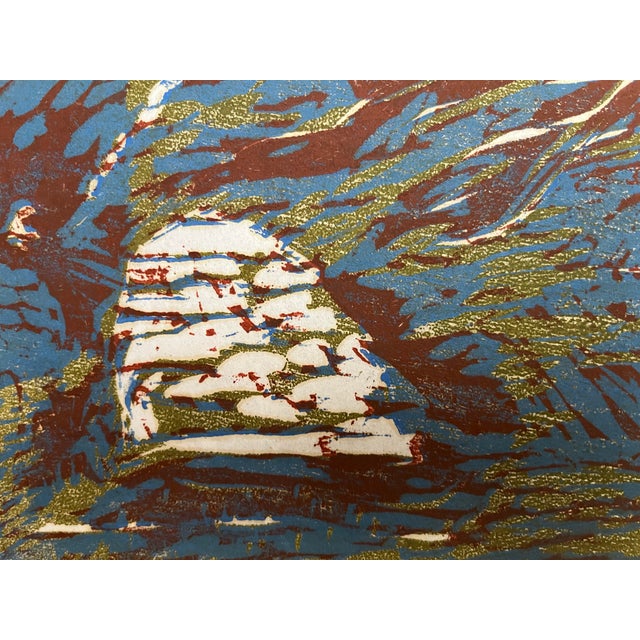 Paper Vintage Abstract Expressionist Woodblock Original Print by Sylvia T. Gavurin For Sale - Image 7 of 8