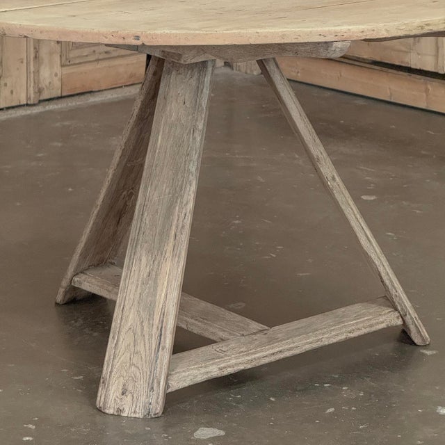 Ecru 18th-Century-Rustic-Dutch-Stripped-Oak-Round-Tilt-Top-Center-Table For Sale - Image 8 of 18