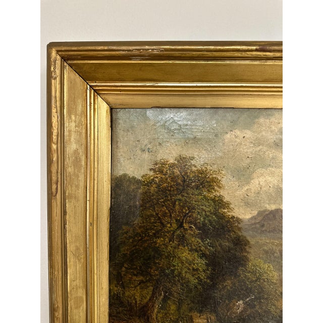 Original Antique English Oil Painting, W. ELLIS Sheep on Country Road For Sale - Image 4 of 6