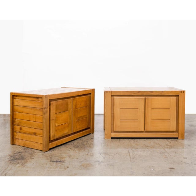 1970s Maison Regain Brutalist Elm Wood Cupboards - a Pair For Sale - Image 12 of 12