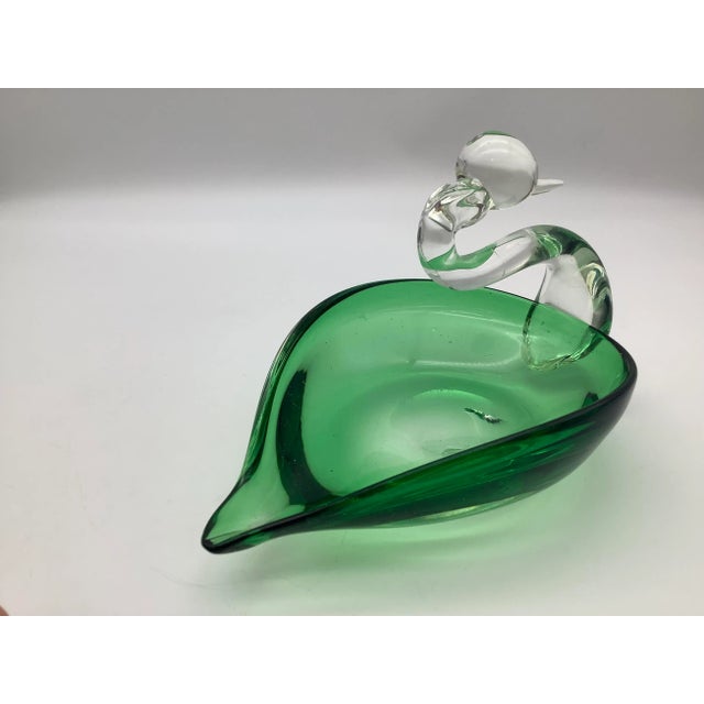 Green 1980s Decorative Green Glass Bird For Sale - Image 8 of 13