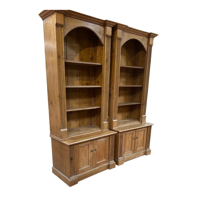 Pair of Antique Pine French Bookshelves For Sale