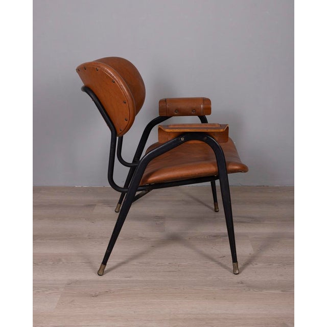 Mid-Century Modern Vintage Leather Chair by Gastone Rinaldi for Rima, 1950s For Sale - Image 3 of 14