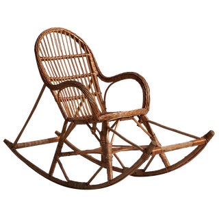 Antique Wicker Rocking Chair, 1920s For Sale