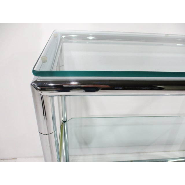 Chrome Italian Pace Styled Bar in Chrome and Glass For Sale - Image 8 of 14