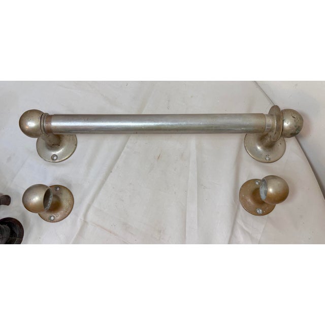 Metal Rare Antique Industrial Nickel Plated Brass Wall Mount Towel Rack Holder Fixture For Sale - Image 7 of 8