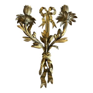 19thc French Transition Louis XV - XVI Gilt Bronze Floral/ Ribbon Wall Candle Sconce
