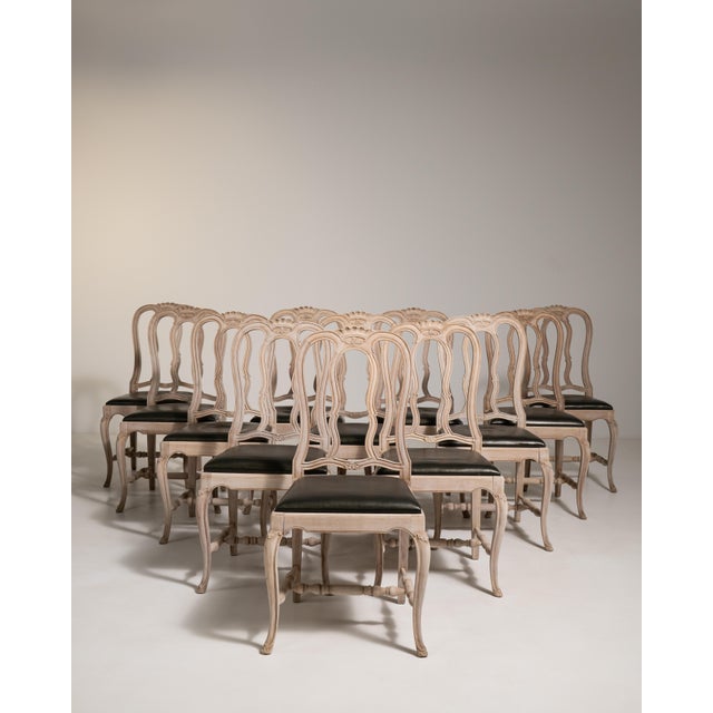 Mid 20th Century Set of Twelve Louis XV Dining Chairs with Upholstered Leather Seats For Sale - Image 16 of 18
