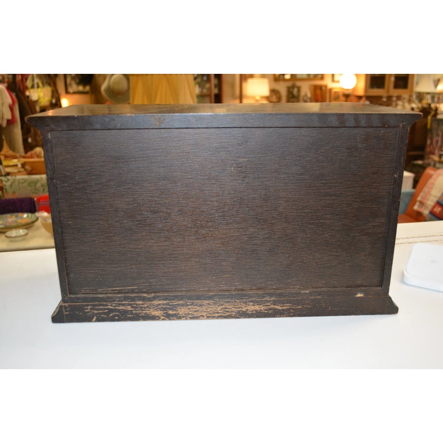 1960s Vintage Wood & Brass Jewelry Box With 14 Blue Velvet Lined