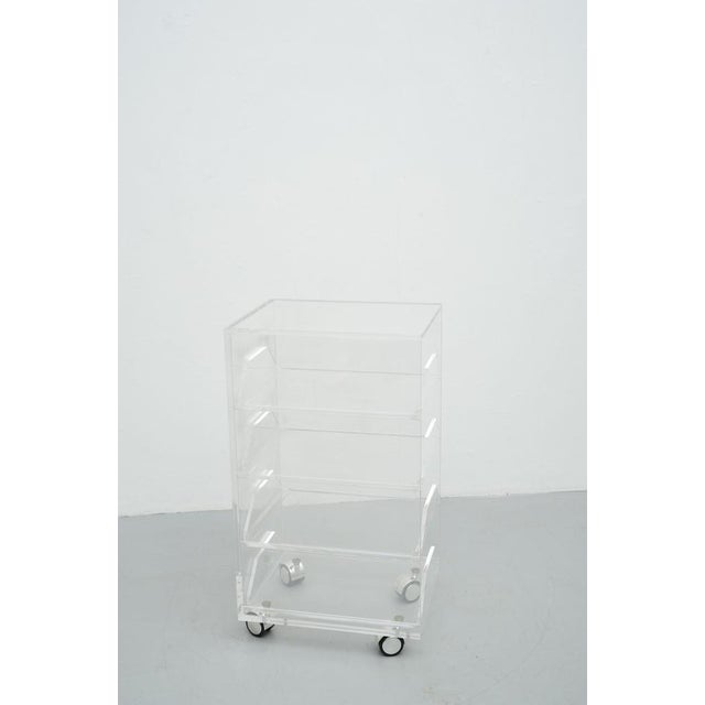 Acrylic Rolling Table with Four Drawers For Sale - Image 10 of 16