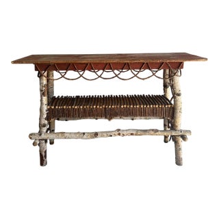 Adirondack Handmade Twig and Birch Wood Entry Table For Sale