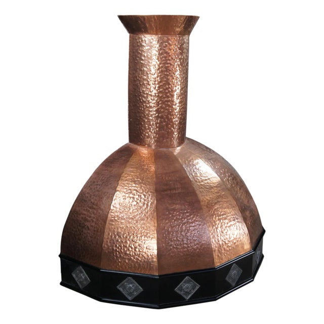 Rustic Farmhouse Hammered Copper Kitchen Stove Range Hood 58" For Sale