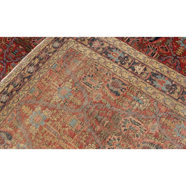 Red Antique 19th Century Persian Malayer Rug in All Over Geometric Design For Sale - Image 8 of 9