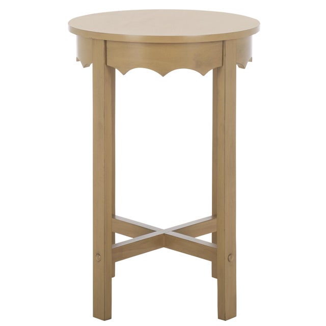 Camel Seraphina Round Accent Table in Desert Brown For Sale - Image 8 of 8