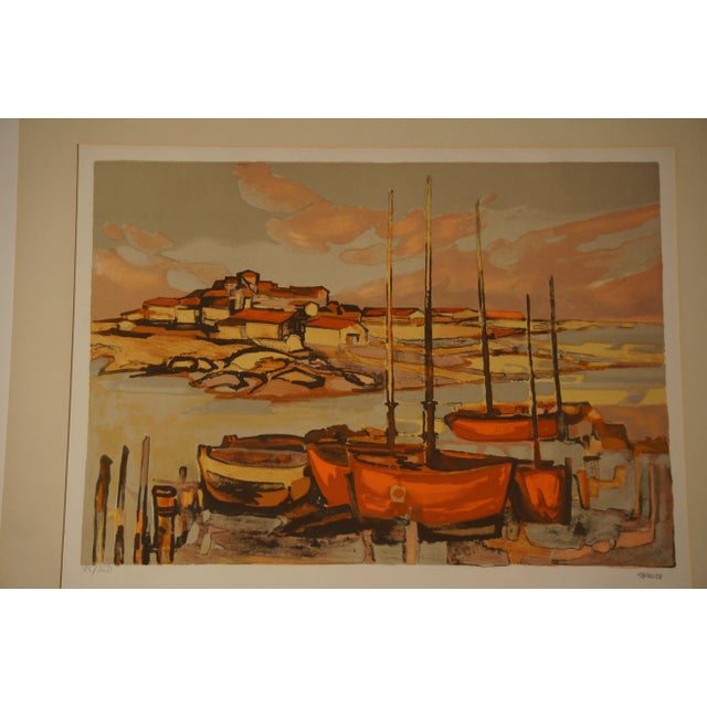 French 1960s French Fishing Village Lithograph Numbered 88/260 by Eliane Thiollier For Sale - Image 3 of 8