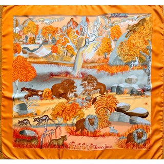Hermès Nuba Mountain 1997 Silk Scarf Designed by Sefidin For Sale