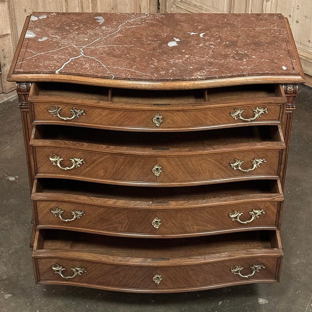 Early 20th Century Antique Dutch Neoclassical Marble Top Walnut Chest of Drawers For Sale - Image 5 of 12