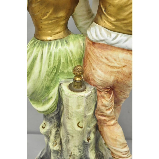 Vintage 1964 Azzolin Brothers Ceramic Boy & Girl Large Courting Statue Figurine For Sale - Image 11 of 15