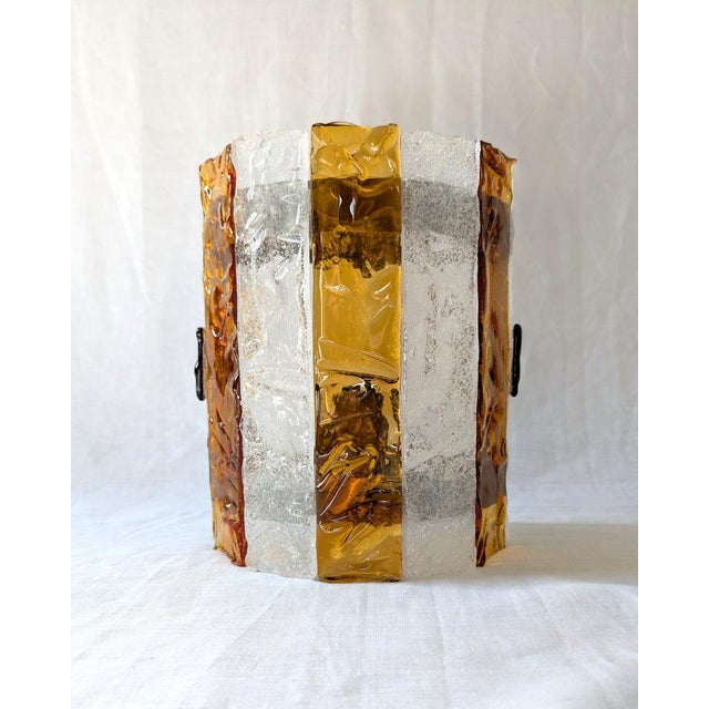 Amber Striped Murano Glass Wall Sconce attributed to AV Mazzega, 1970s For Sale - Image 6 of 14