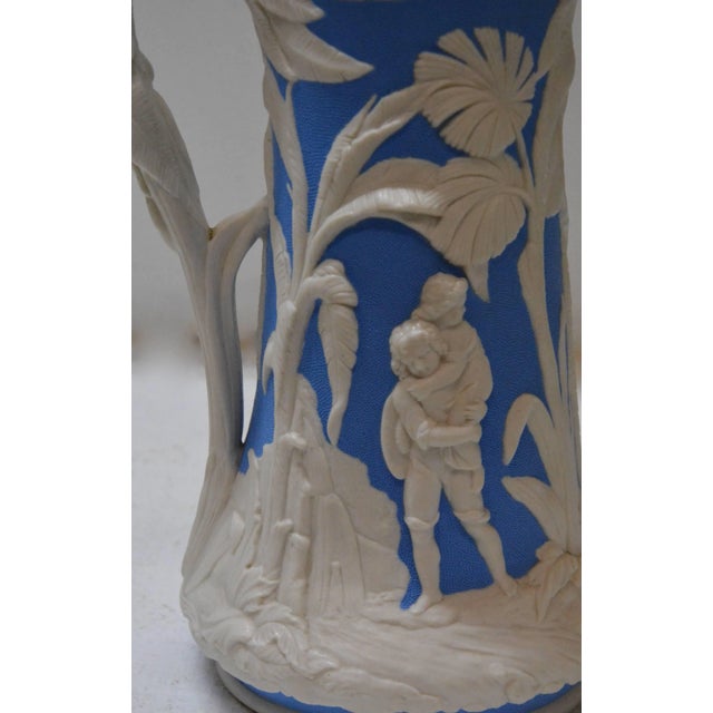 Ceramic Blue and White Parian Ware Pitcher, Circa 1850s For Sale - Image 7 of 10