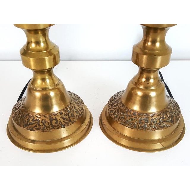 Vintage Asian Solid Brass Candlestick Lamps a Pair Chairish