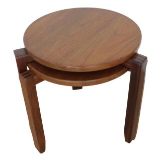 Mid-Century Teak Round Stacking Side Tables, 1960s, Set of 2 For Sale