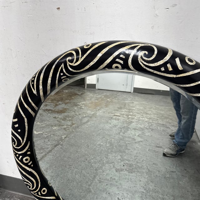 Late 20th Century Monumental Round Mirror in the Style of Karl Springer For Sale - Image 5 of 13