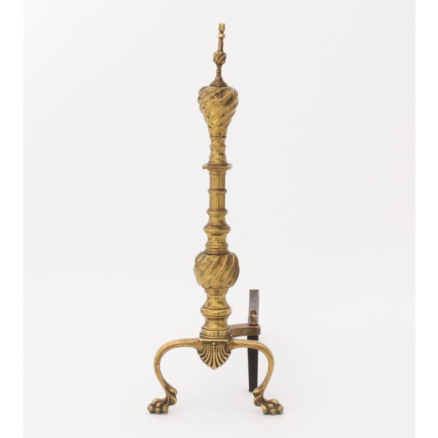 Brass Pair of Federal Style Brass Andirons For Sale - Image 8 of 10