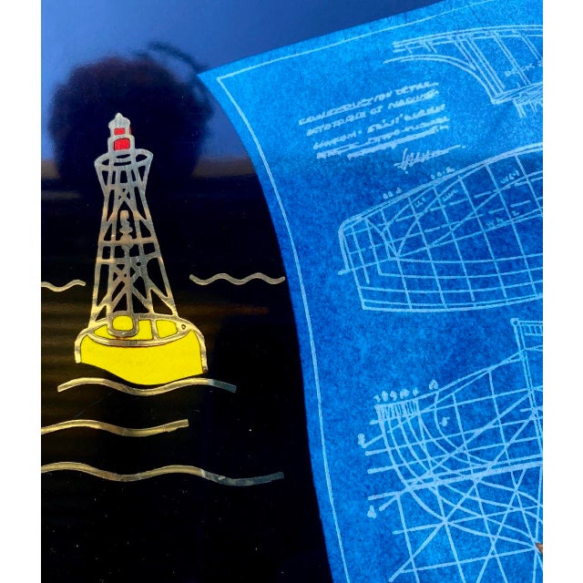 Mid 20th Century Mid 20th Century Blueprints Under Sail Serving Tray For Sale - Image 5 of 10