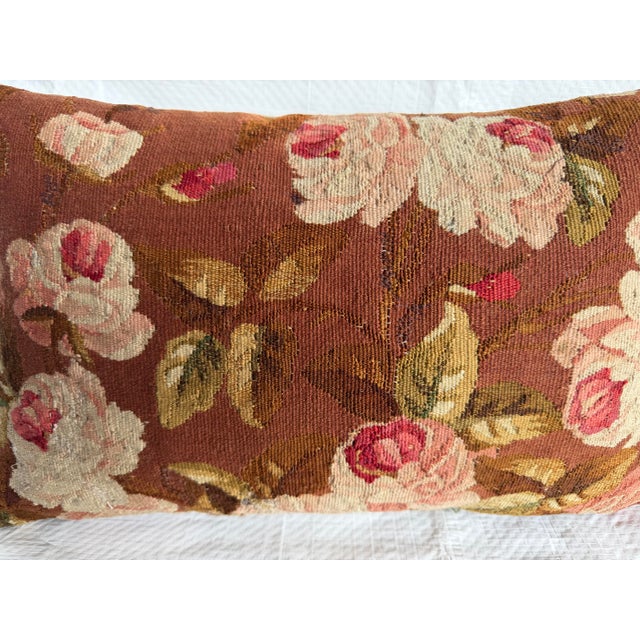 Mid 19th Century 19th Century Antique French Aubusson Floral Tapestry Pillow For Sale - Image 5 of 7