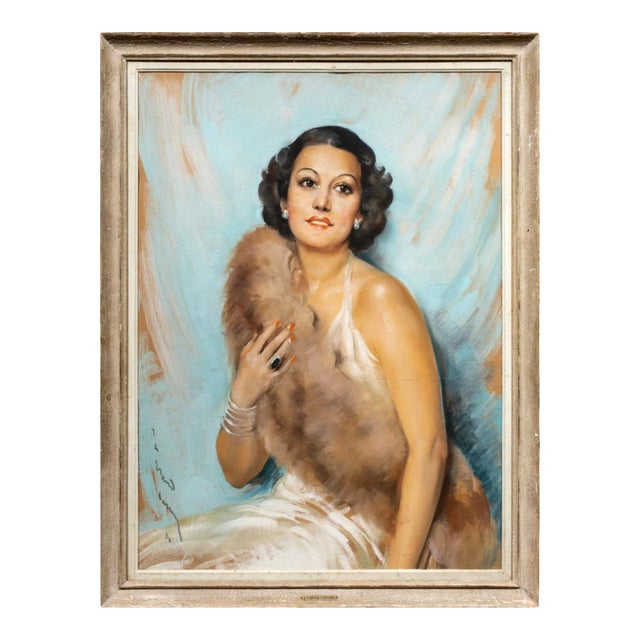 1938 Society Portrait of a Lady by Jean Albert Grand Cateret For Sale