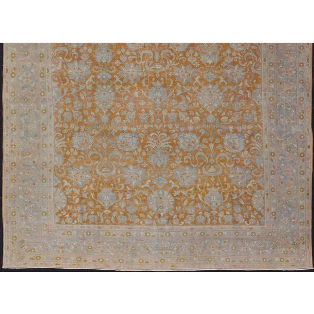 Antique Indian Amritsar Rug in Light Orange/Saffron, Pink, Light Blue & Green. Keivan Woven Arts / Rug/11-20210 country of...