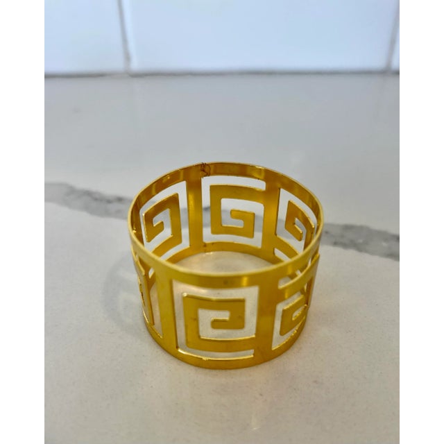 Greek Key Style Brass Napkin Rings Set of 12 For Sale - Image 4 of 5