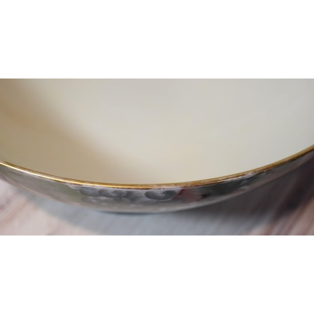 Antique Victorian Hand Painted Limoges Extra Large Center Punch Bowl Grape Vine Fruit Lover For Sale - Image 9 of 16