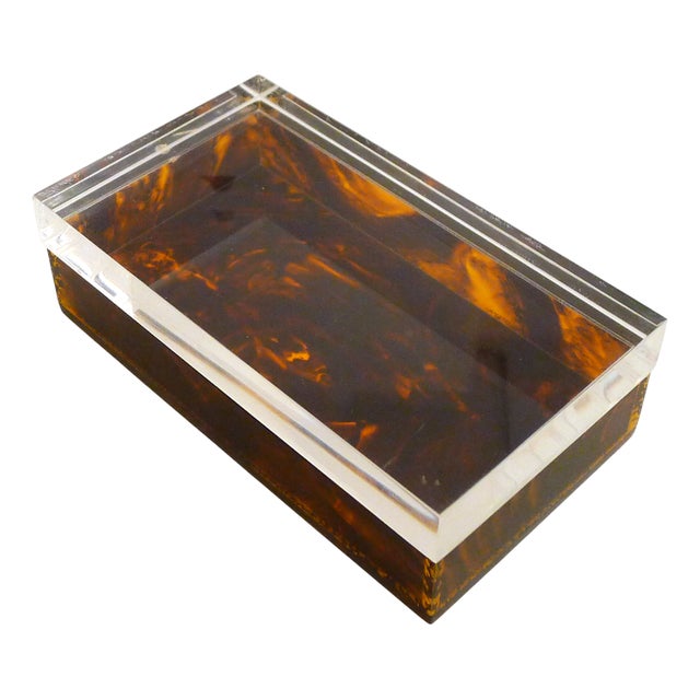 Jewelry Box in Faux Tortoiseshell and Acrylic Glass by Philippe Cheverny, 1970s For Sale