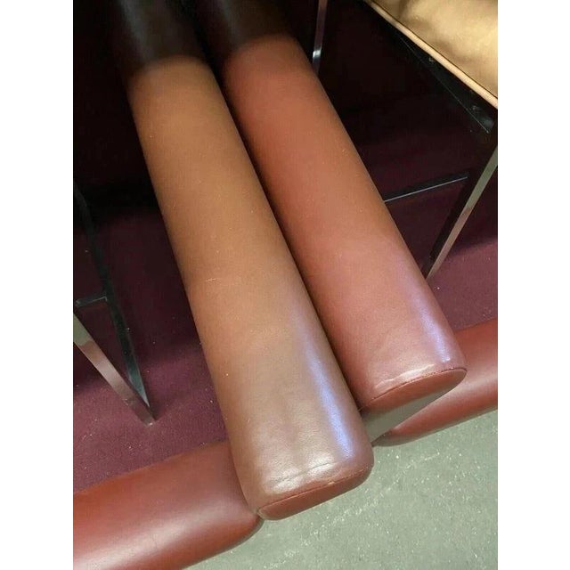 Vintage Mid Century Modern Red Leather Cube Club Lounge Chairs on Casters - Pair For Sale In Philadelphia - Image 6 of 12