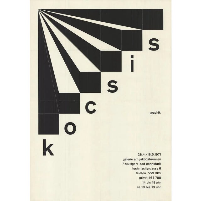 1971 Imre Kocsis 'Graphik' Vintage Black & White Lithograph For Sale - Image 4 of 4