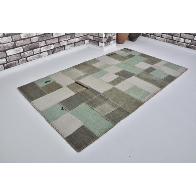 Tan Antique Wool Vintage Turkish Carpet For Sale - Image 8 of 10