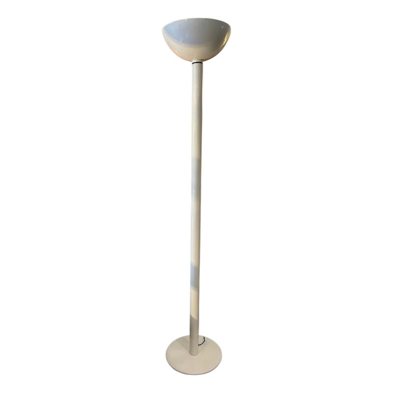 Floor Lamp In White Enameled Metal From Luce, 1970s